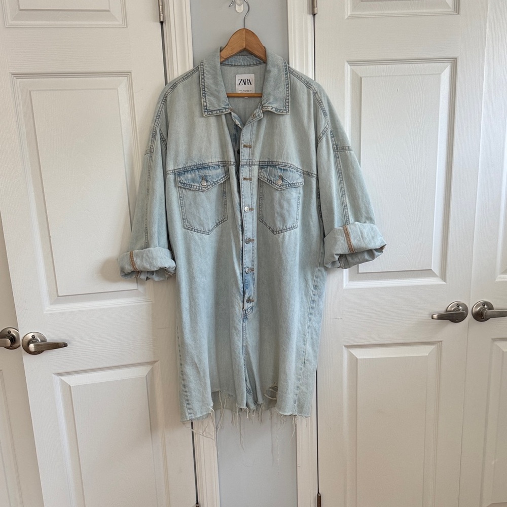 Zara Light Blue Denim Jumpsuit